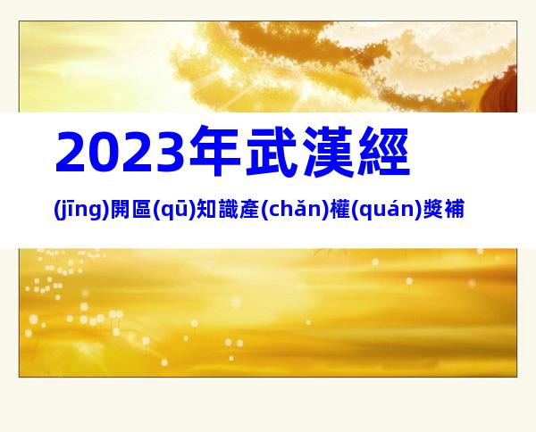 2023年武漢經(jīng)開區(qū)知識產(chǎn)權(quán)獎補(bǔ)資金申報流程、條件及時間